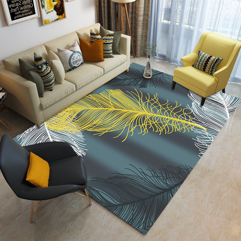 Modern Feather Patterned Simple Rugs for Bedroom Living room