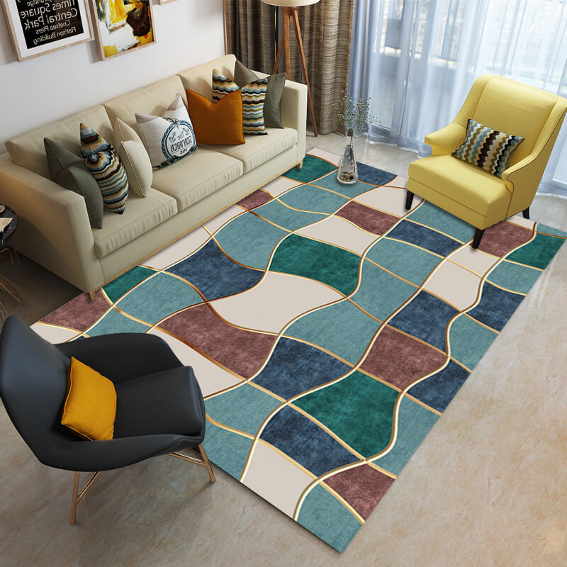 Green Irregular Pattern Modern Simple Rugs for Bedroom Living room