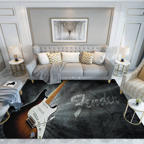Black Guitar Pattern Rugs for Bedroom Living room