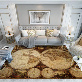 Vintage Map Pattern Rugs for Bedroom Living room