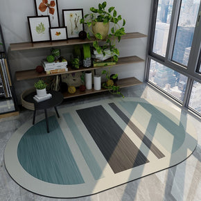 Blue Striped Geometric Irregular Rugs for Bedroom Living room