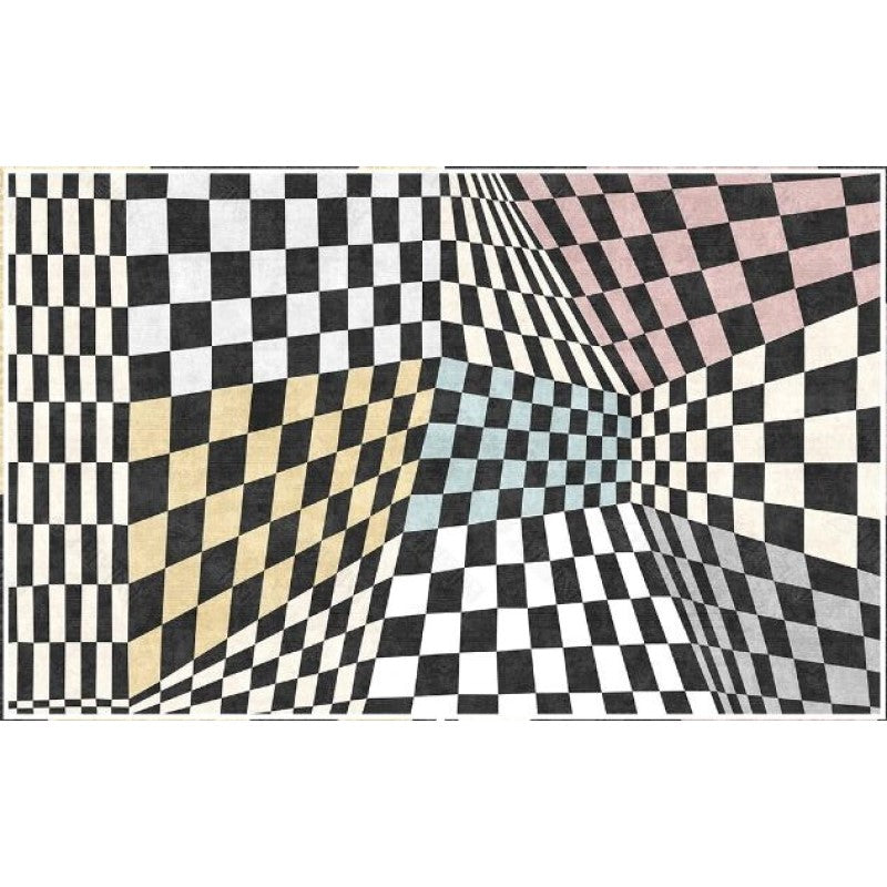3D Visual Three-color Grid Abstract Modern Carpets for the Living Room Hall