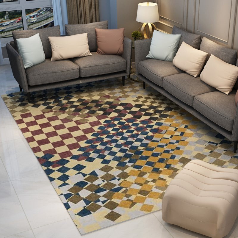Multi-color Abstract Grid Modern Rugs for Living Room Dining Room Bedroom