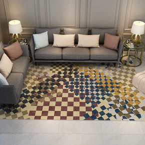 Multi-color Abstract Grid Modern Rugs for Living Room Dining Room Bedroom