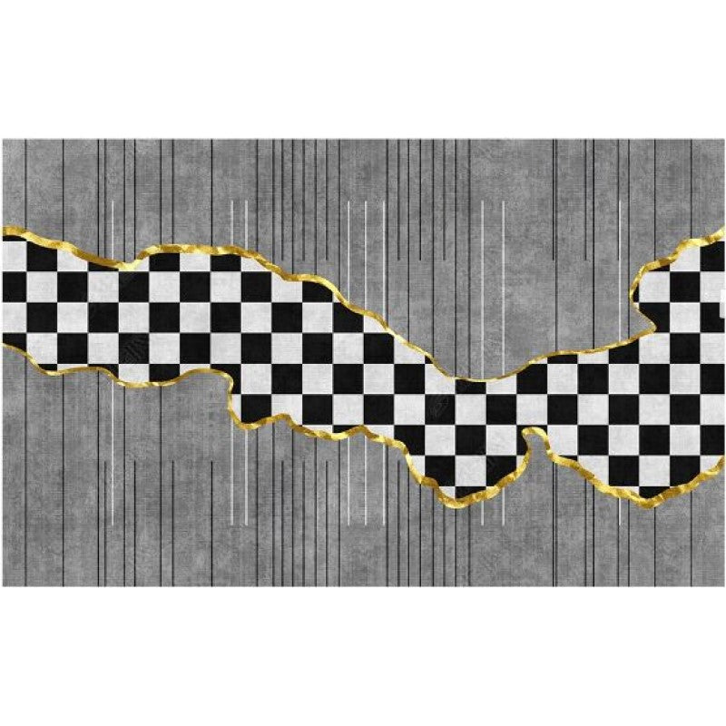 Black White Grid Grey Abstract Modern Rugs for Living Room Dining Room Bedroom