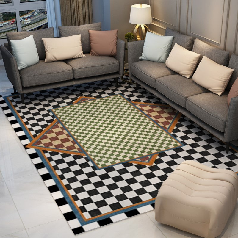 Three-color Stitching Grid Abstract Modern Rugs for Living Room Dining Room Bedroom