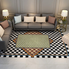 Three-color Stitching Grid Abstract Modern Rugs for Living Room Dining Room Bedroom