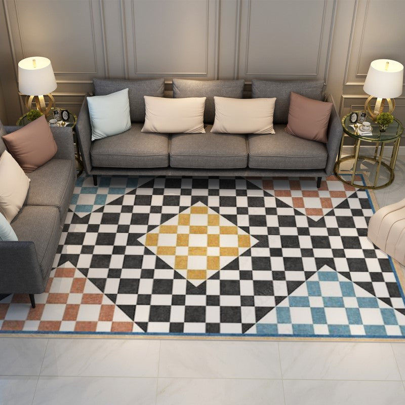 Multicolor Grid Combine Abstract Modern Rugs for Living Room Dining Room Bedroom