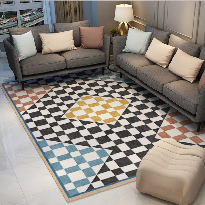 Multicolor Grid Combine Abstract Modern Rugs for Living Room Dining Room Bedroom