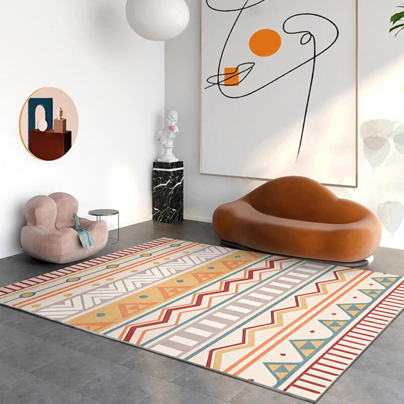 Yellow Geometry Rug Bedroom Living Room Sofa Floor Mat