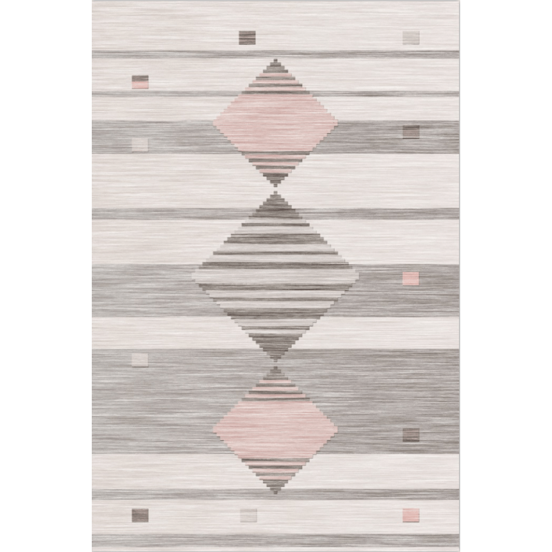 Pink Gray Rhombus Geometry Rugs for Living Room Dining Room Bedroom