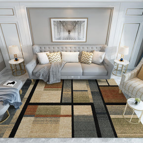 Multicolor Checkered Geometric Rugs for Living Room Dining Room Bedroom