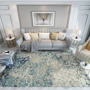 Blue Gray Water Ripple Geometric Rugs for Living Room Dining Room Bedroom Hall