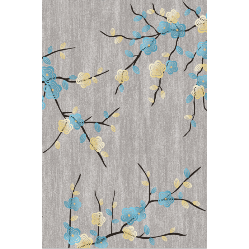 Flower Branch Pattern Gray Rugs for Living Room Dining Room Bedroom Hall