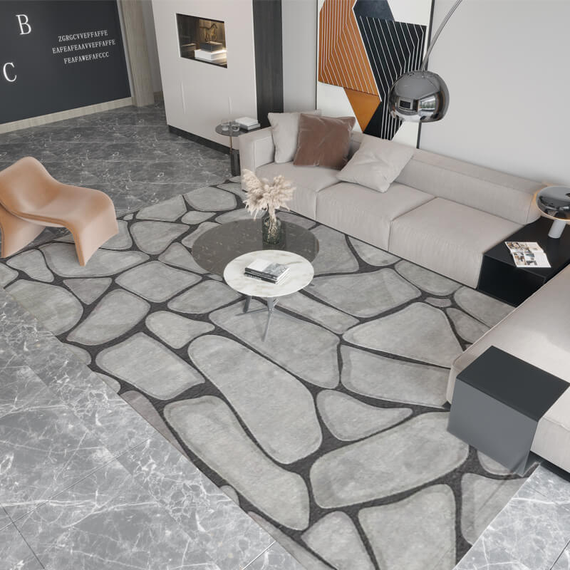 Grey Stones Pattern Rugs for Living Room Dining Room Bedroom Hall
