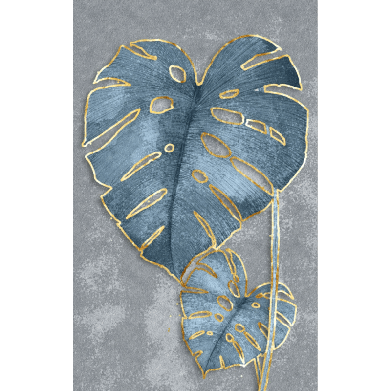 Blue-gray Leaves Pattern Rugs for Living Room Dining Room Bedroom Hall