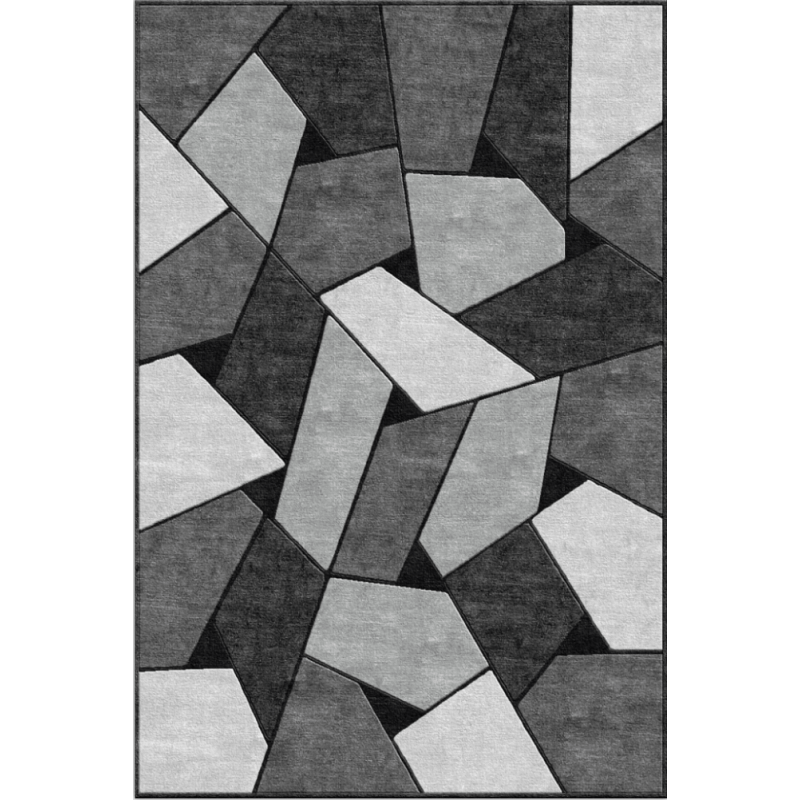 Black Gray Irregular Geometric Pattern Rugs for Living Room Dining Room Bedroom Hall