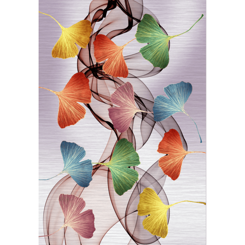 Simple Ginkgo Leaves Pattern Modern Botanical Rugs for Living Room Hall Dining Room Office 02