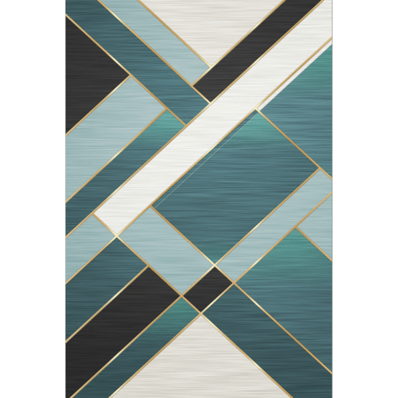 Blue Splicing Geometric Rugs for Living Room Dining Room Bedroom