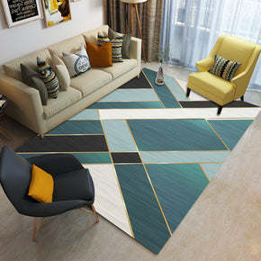 Blue Splicing Geometric Rugs for Living Room Dining Room Bedroom