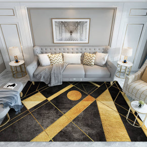 Black Yellow Splicing Geometric Rugs for Living Room Dining Room Bedroom