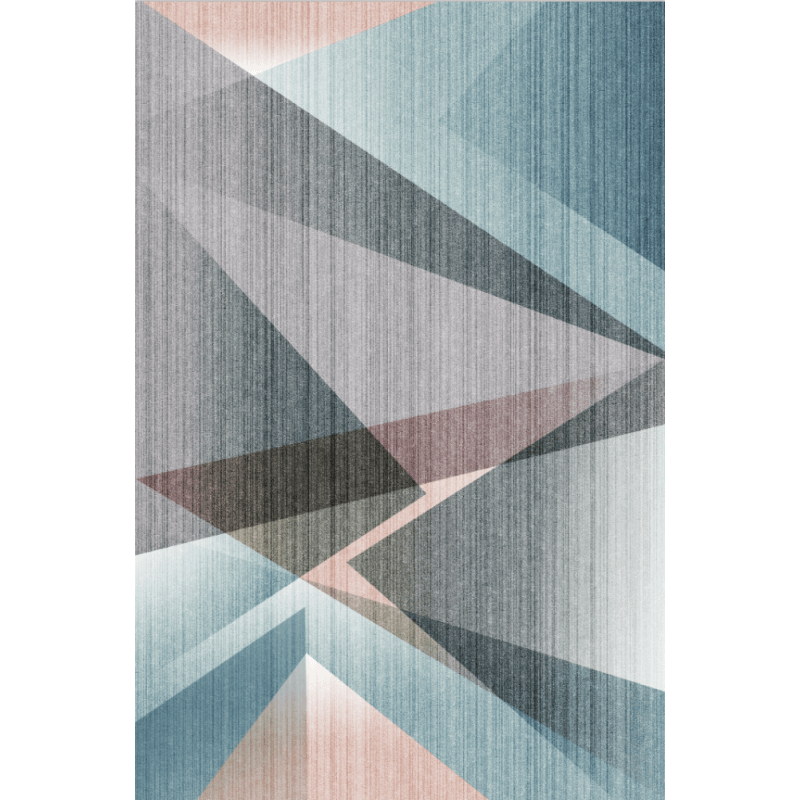 Grey Blue Splicing Triangle Geometric Rugs for Living Room Dining Room Bedroom