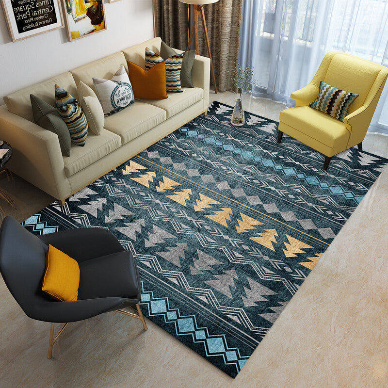 Blue Moroccan Geometric Rugs for Living Room Dining Room Bedroom Hall