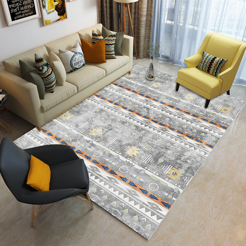 Grey Moroccan Geometric Rugs for Living Room Dining Room Bedroom Hall