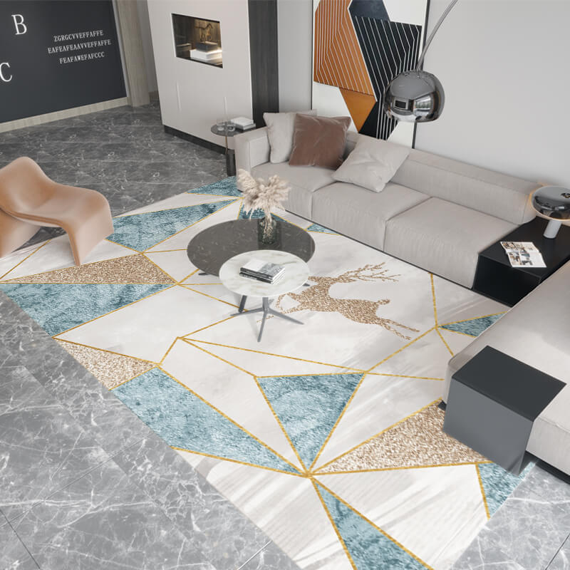 Geometry Golden Fawn Area Rugs Floormat for Living Room Bedroom Office Hall