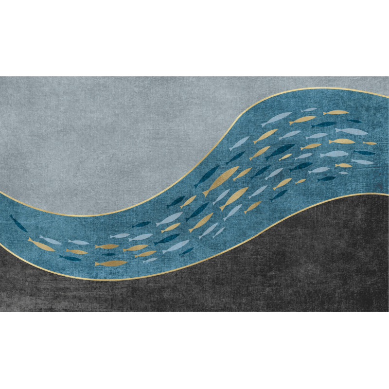 Blue River Patterned Contemporary Area Rugs Floormat for Living Room Bedroom Office Hall