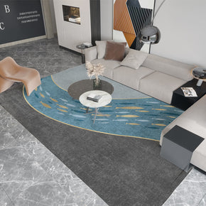 Blue River Patterned Contemporary Area Rugs Floormat for Living Room Bedroom Office Hall
