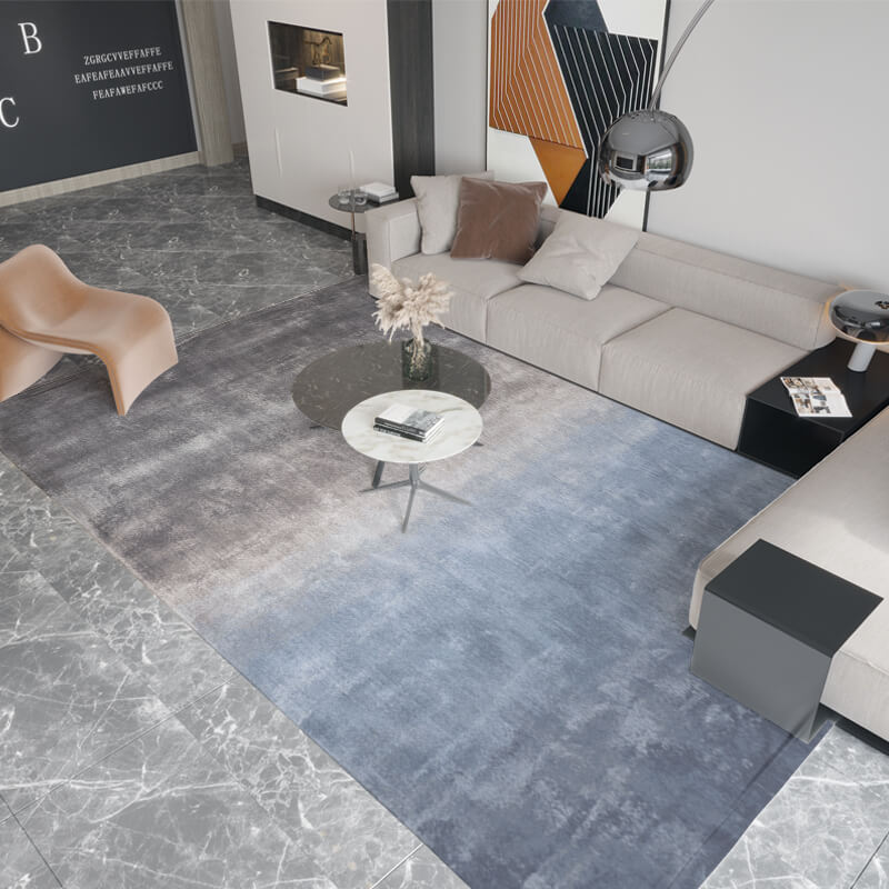 Gradient Gray Blue Carpet Patterned Contemporary Area Rugs Floormat for Living Room Bedroom Office Hall