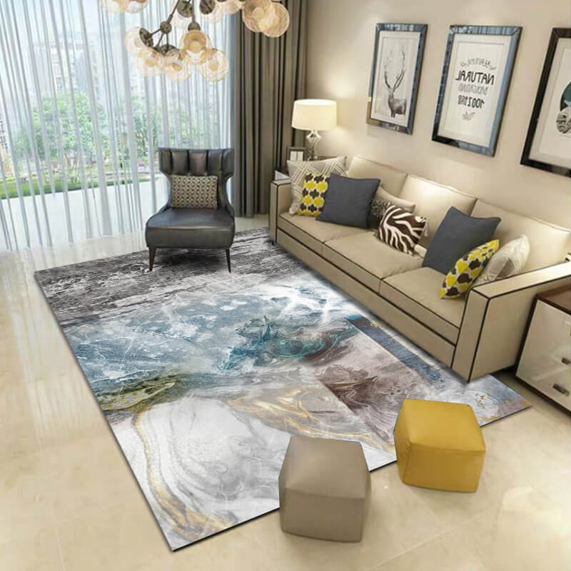 Grey Abstract Printed Carpets for Living Room Bedroom