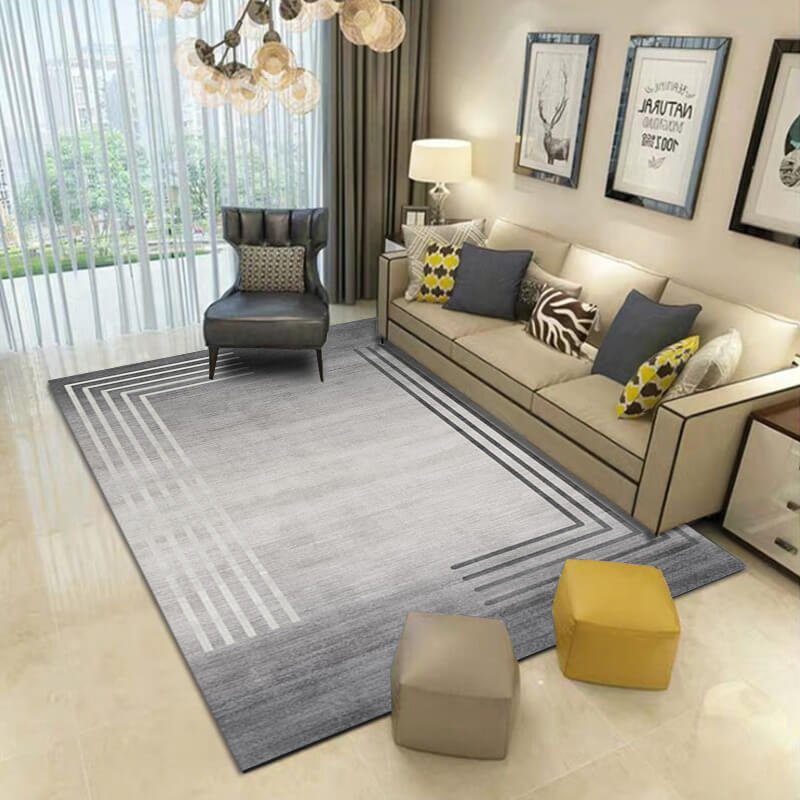 Geometric Grey Minimalist Carpets for Living Room Bedroom