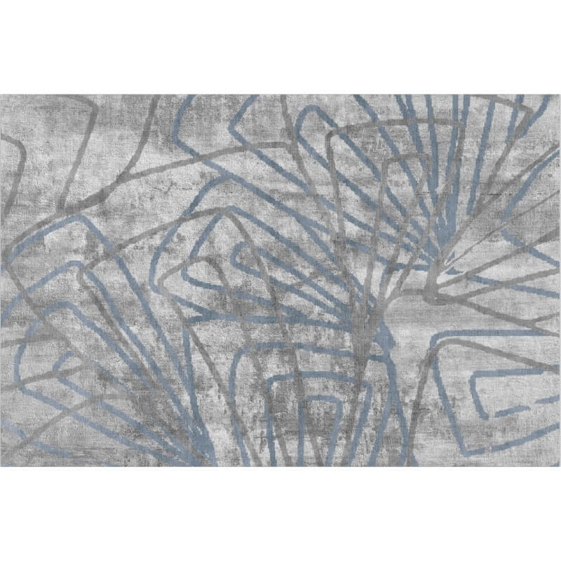 Gray and Blue Line Simple Carpet Area Rugs for Living Room Bedroom Hall