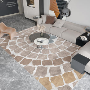 Brown Cubes Geometric Area Rugs Floor Mat for Living Room Bedroom Office Hall