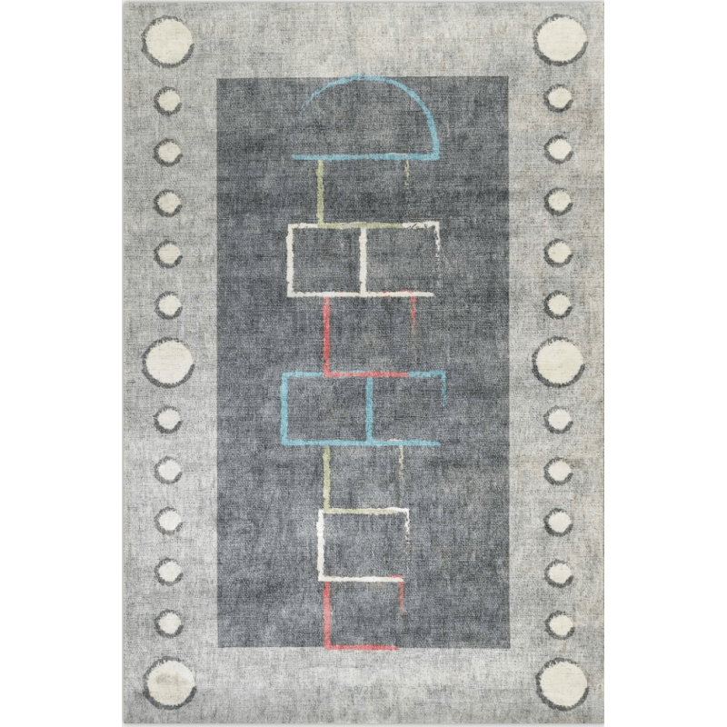 Simple Grey Geometric Area Rugs Floor Mat for Living Room Bedroom Office Hall
