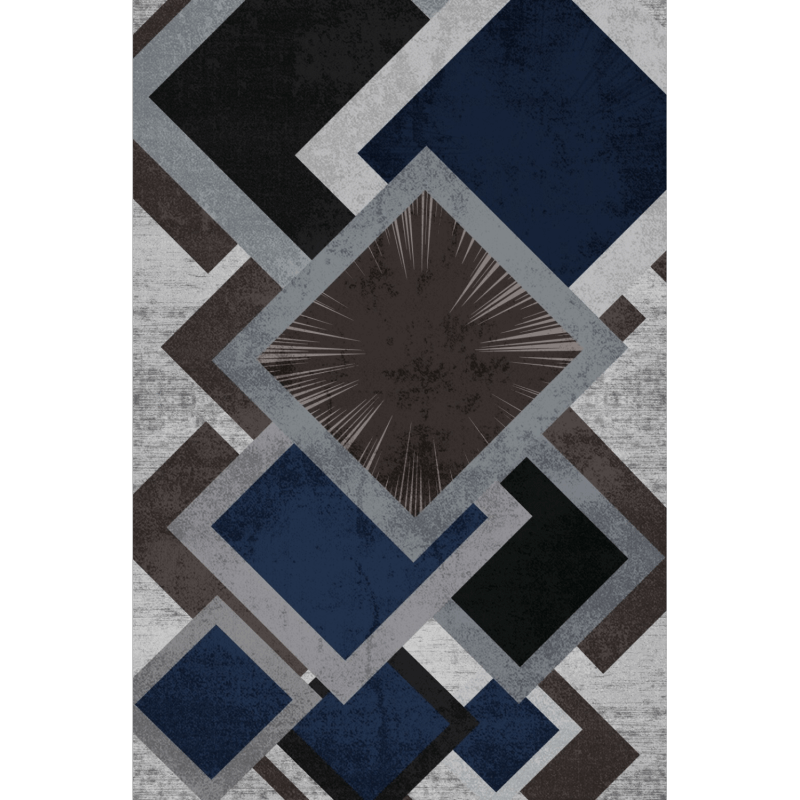 Blue-gray Diamond Geometric Area Rugs Floor Mat for Living Room Bedroom Office Hall