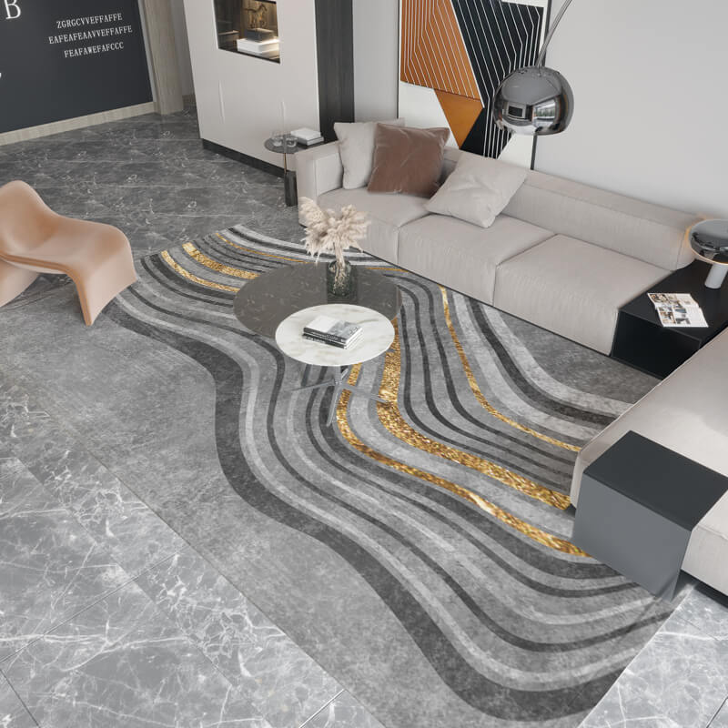 Gray Lines Area Rugs Floor Mat for Living Room Bedroom Office Hall