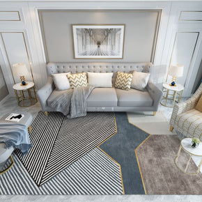 Stitching Line Geometry Area Rugs Floor Mat for Living Room Bedroom Office Hall