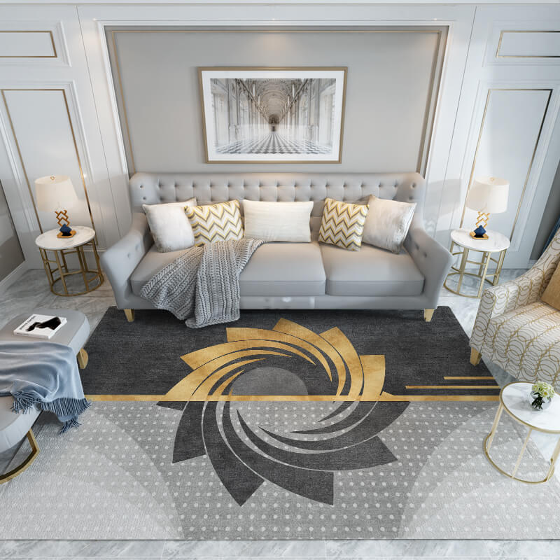 Spiral Pattern Geometry Area Rugs Floor Mat for Living Room Bedroom Office Hall