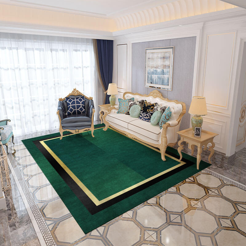 Rectangular Dark Green Modern Rugs for Living Room Bedroom Hall