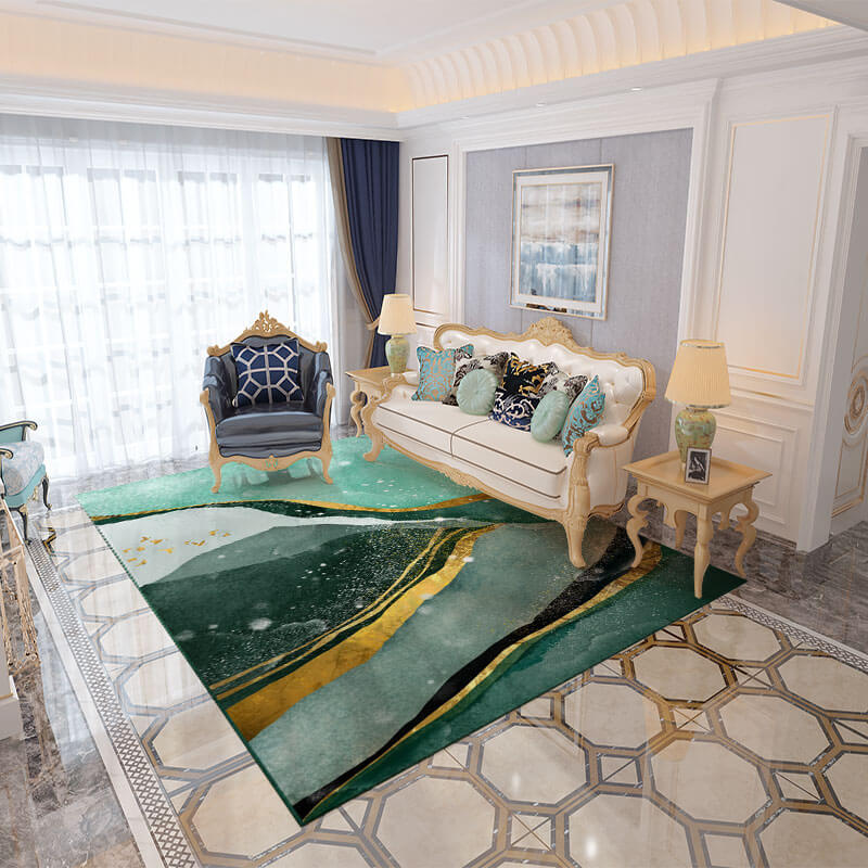 Abstract Green Modern Rugs for Living Room Bedroom Hall