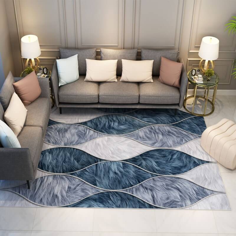 Blue Striped Carpets Area Rugs for Living Room Bedroom Hall
