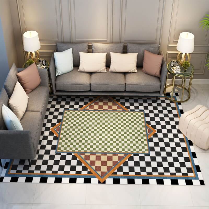 Checkerboard Modern Carpets Area Rugs for Living Room Bedroom Hall
