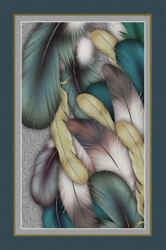 Multicolor Feathers Pattern Rugs for Living Room Dining Room Bedroom Hall