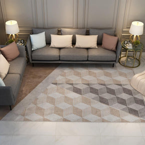 Brown Cubes Geometry Rugs for Living Room Dining Room Bedroom Hall