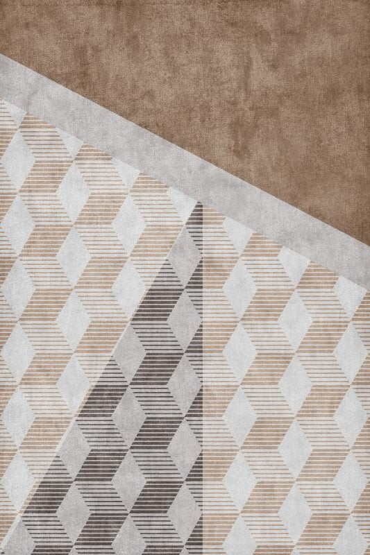 Brown Cubes Geometry Rugs for Living Room Dining Room Bedroom Hall