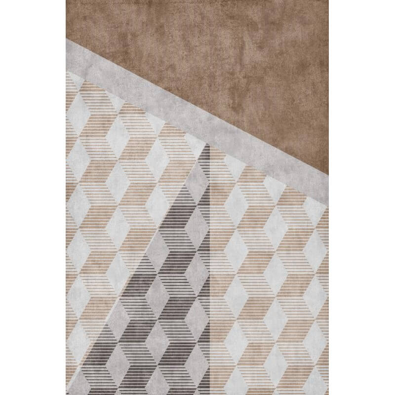 Brown Cubes Geometry Rugs for Living Room Dining Room Bedroom Hall