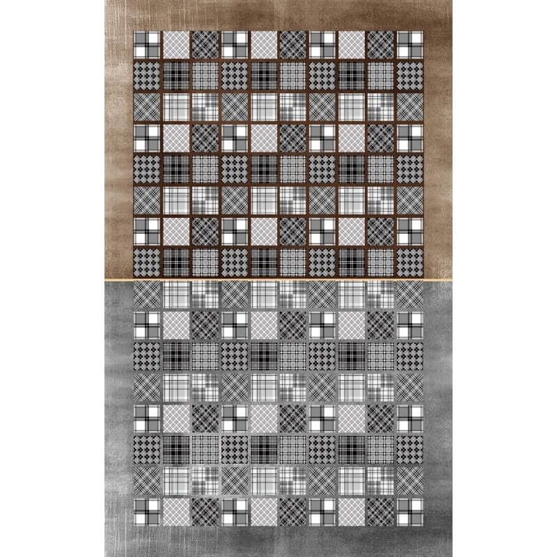 Brown Gray Checkered Geometric Rugs for Living Room Dining Room Bedroom Hall